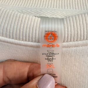 White Crewneck Sweatshirt Tag with Orange Logo - 3XL